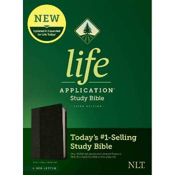 NLT Life Application Study Bible, Third Edition (Red Letter, Leatherlike, Black/Onyx) - (Leather Bound)