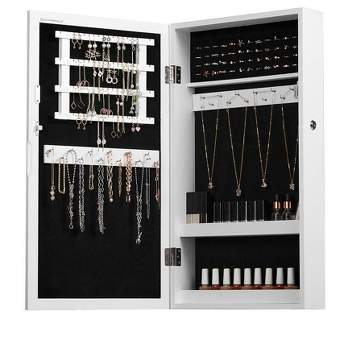 SONGMICS Jewelry Cabinet Armoire with Mirror Jewelry Storage Organizer Box Wall-Mounted Space Saving White