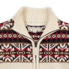 Hope & Henry Boys' Organic Long Sleeve Full Zip Mock Neck Intarsia Sweater, Ivory Fireside Geo, Medium - 3 of 4
