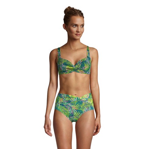 Curves Green Paisley High Waist Bikini Bottoms