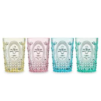 Twine Embossed Acrylic Tumblers - Colorful Drinking Glasses - Multicolor 16oz Tumbler Set of 4