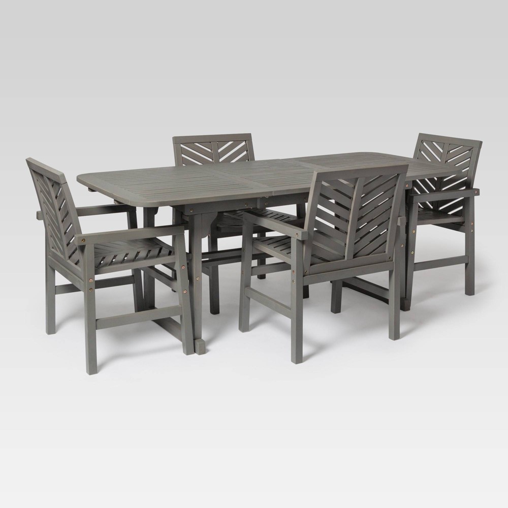 5pc Extendable Outdoor Patio Dining Set Gray Wash - Saracina Home