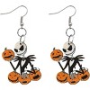 Cute Cartoon Halloween Earrings - Ghost & Pumpkin Wooden Dangle Design, Creative Party Jewelry Accessories - 3 of 4