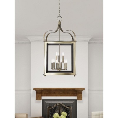 Garfield Antique Brass Squared 9-Light LED Glass Lantern