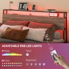 King Size Bed Frame with LED Lights and Charging Station, King Bed Frame with Storage Headboard, Noise-Free - 4 of 4
