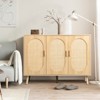 KTMBDW Modern Rattan Shoe Storage Cabinet with 3 Doors and Adjustable Shelves, Accent Cabinet for Living Room, Bedroom, Hallway, Nature - 4 of 4