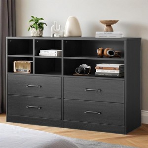 Nasitip Wood Dresser with Adjustable Shelves, Modern Chests of 4 Drawers with Open Storage, TV Stand for Living Room, Hallway, Bedroom - 1 of 4