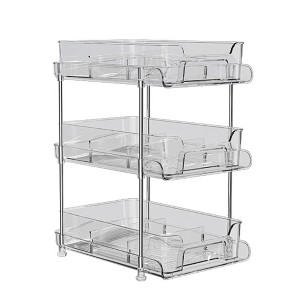 Transparent 2 Tier Cosmetic Organiser, Skincare & Makeup Stand, Adjustable Storage Rack, Countertop Organizer,  For Cosmetics, Food & Household Items - 1 of 4