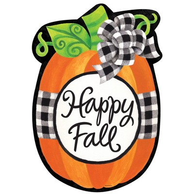 Home & Garden 27.25" Gingham Pumpkin Hang Around Autumn Large Custom Decor  -  Stepping Stones And Pathways