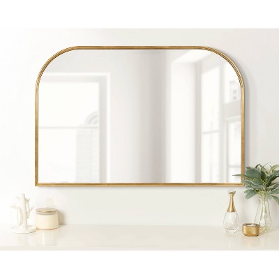 Gold Arched Wall Mirror with Wood Frame, 36 x 24