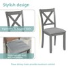 Lyngins 5-Piece Modern Wooden Dining Table Set for 4 People– Square Table & 4 Upholstered Chairs, X-shaped Backrest Kitchen Table Set for Living Room - 4 of 4
