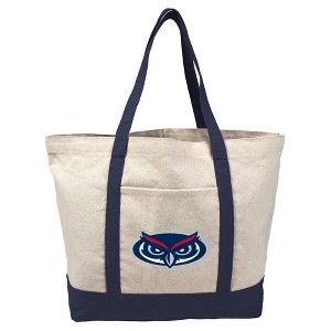 Florida Atlantic University Primary Logo Canvas Tote Bag With External Pocket, Reusable Shoulder Bag for Shopping, School, Beach - 1 of 4