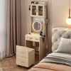 KTMBDW Vanity Desk with Mirror and LED Lights, Makeup Table with Charging Station and drawers and Storage Shelves for Small Space, Bedroom - 4 of 4