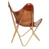 Carolina Living Monroe Butterfly Chair Brown/Gold: Upholstered Leather, Metal Frame, 275lb Capacity - 4 of 4