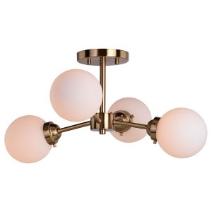Vaxcel Orbit 4 - Light Semi-Flush Mount in  Muted Brass - 1 of 4