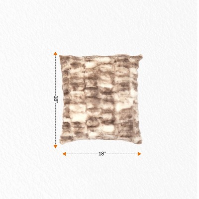 Marble Brown Faux Fur 18" Square Throw Pillows, Set of 2