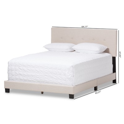 Queen Light Beige Upholstered Bed with Tufted Headboard