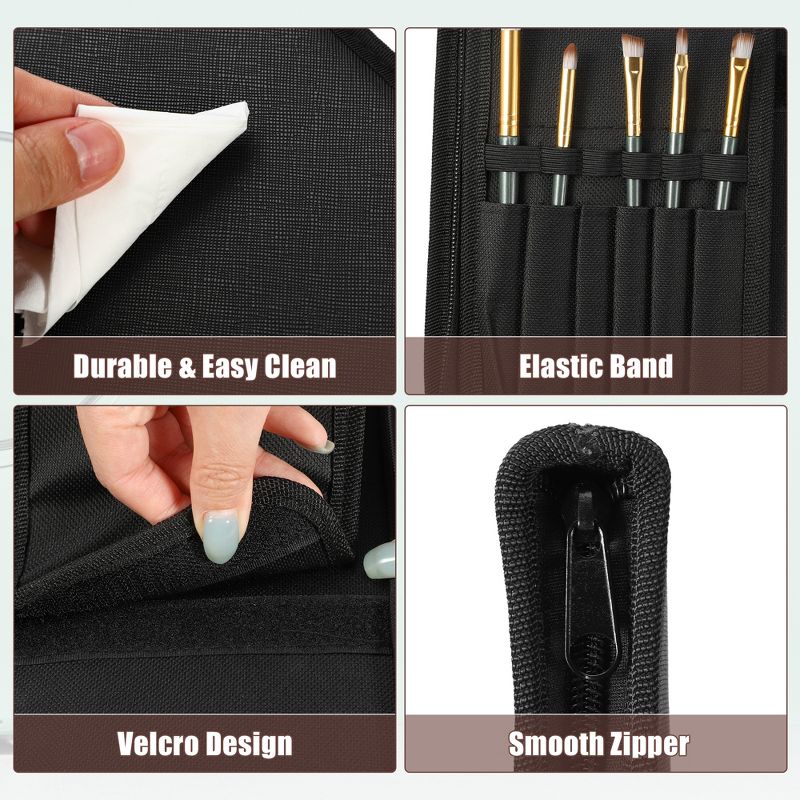 Unique Bargains Foldable Stand-up 15 Pockets Makeup Brush Organizer Black 1 Pc, 4 of 7