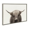 Kate and Laurel Sylvie Hey Dude Highland Cow Color Framed Canvas by The Creative Bunch Studio, 23x33, Gray - 2 of 4