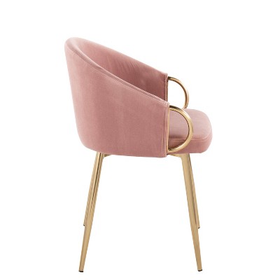 Claire Pink Velvet Metal Dining Chair Set