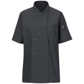 Red Kap Women's Short Sleeve Chef Coat With Oilblok + Mimix, Charcoal - Medium