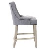 WestinTrends 24" Linen Fabric Tufted Buttons Upholstered Wingback Counter Stool - 3 of 4