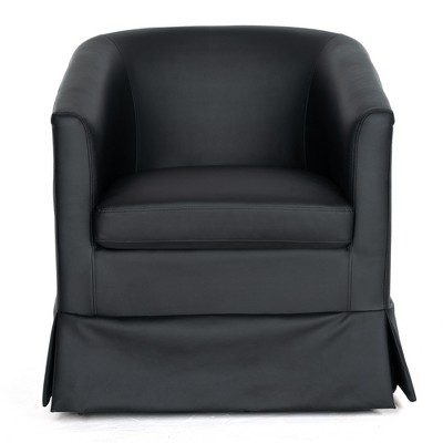 Vynxaria 27.36" Wide Swivel Accent Chair - Black