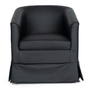 Vynxaria 27.36" Wide Swivel Accent Chair - Black - 1 of 4