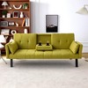 QingMoon 70" Convertible Sofa Bed, Foldable 2-Seater Futon Couch, with 2 Cup Holders, 2 Pillow and Side Storage for Living Room, Apartment - 2 of 4