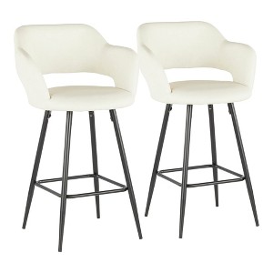 Faux Leather Ergonomic Counter Stool with Armrests and Metal Legs, Set of 2 for Kitchen or Home Bar - 1 of 4
