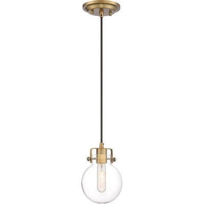 Weathered Brass Mini Pendant with Clear Glass Shade