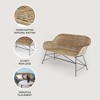 texxture Ormond Woven Rattan Settee, Indoor Outdoor Dining or Kitchen Accent Furniture for Table or Porch with Metal Legs, Natural - 3 of 4