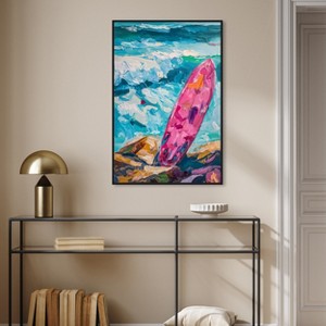 Art Remedy Just a little break Wave Colorful Coastal Wall Art Framed - 1 of 4