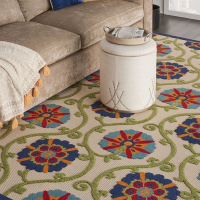 Aloha Blue Multicolor Floral Outdoor Area Rug