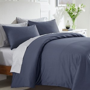 Duvet Cover Set 400 Thread Count 100% Cotton Sateen - Button Closure, Corner Ties by California Design Den - 1 of 4