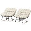 Outsunny Outdoor Rocking Chair Set of 2, Oversized Rocking Papasan Chairs with Cushions, Beige - 4 of 4