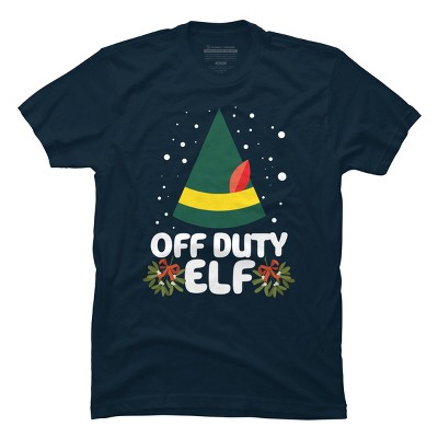 Men's Design By Humans Off Duty Elf Christmas By Thingsandthings T-Shirt