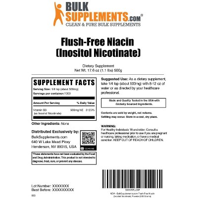 BulkSupplements Flush Free Niacin (Inositol Hexanicotinate) Powder