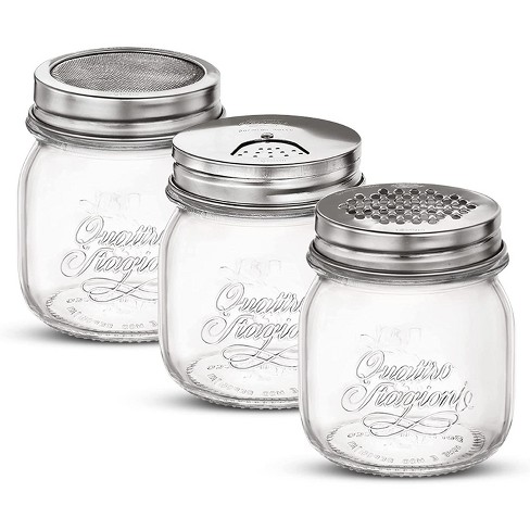 Bormioli Rocco Quattro Stagioni Set Of 3 Mason Jars, Salt & Spice