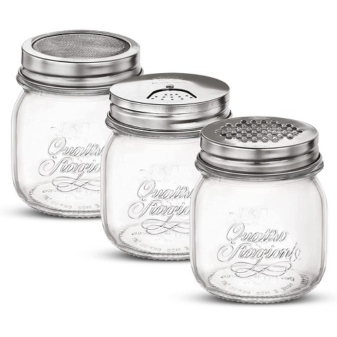 Clear Glass Square Jar, 3.9 x 3.9 x 3.9, Set of 3pcs. - GLS024 - Rosseto