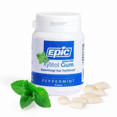 Epic Xylitol Gum Sugar-Free Peppermint, 50 Ct