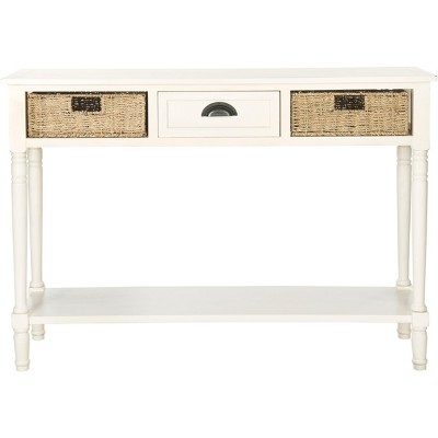 Winifred Wicker Console Table With Storage - White - Safavieh