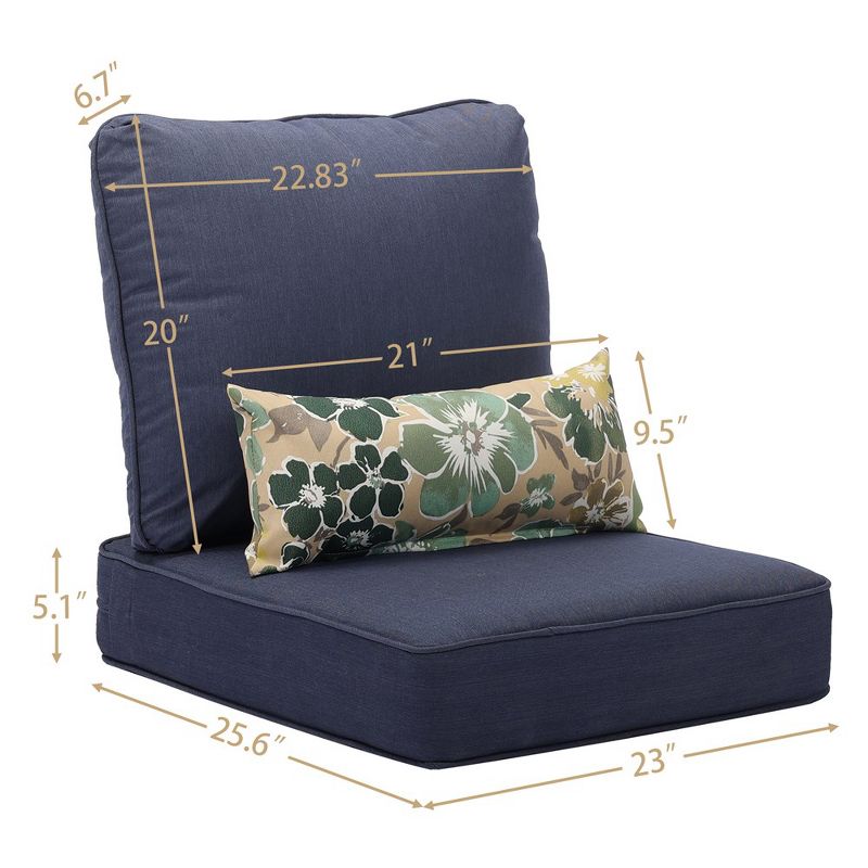 Aoodor 23'' x 26'' Outdoor Deep Seat Chair Cushion Set (Set of 2 Seats, 2 Backs, 2 Pillows), 2 of 7