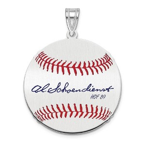 Black Bow Jewelry Sterling Silver Red Schoendienst Signature MD Enamel Baseball Pendant - 1 of 4