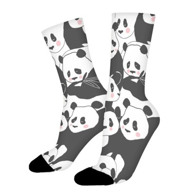 Cute Panda Women Printed Crew Socks Funny Funky Socks Soft Polyester Novelty Gifts for Artists Men