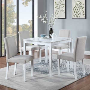 VYNXARIA 5 Piece Counter Height Table Set,Wooden Kitchen Table Set with Square Table and 4 Upholstered Chairs for Kitchen,Dining Room - 1 of 4