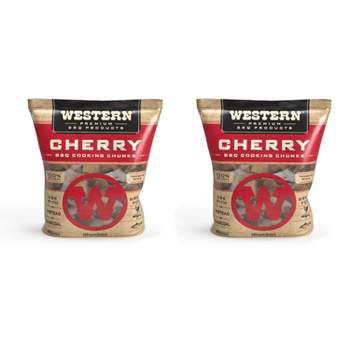Western BBQ Smoking Barbecue Pellet Wood Grill Cooking Chip Chunks, Cherry (2-Pack)
