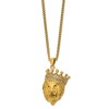 Chisel Stainless Steel Yellow IP-plated with Cubic Zirconia Crown Lion Pendant on a 22" Plus a 1.75" Ext. Curb Chain Necklace - 2 of 4