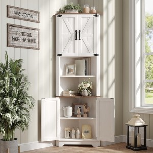 68.9" Tall Corner Cabinet, Farmhouse Storage Cabinet with Adjustable Shelve & Barn Door Design - 1 of 4