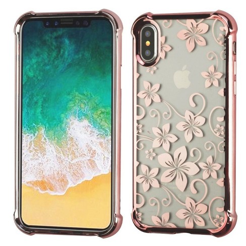 Mybat For Apple Iphone X Xs Clear Rose Gold Hibiscus Flower Candy Case Target